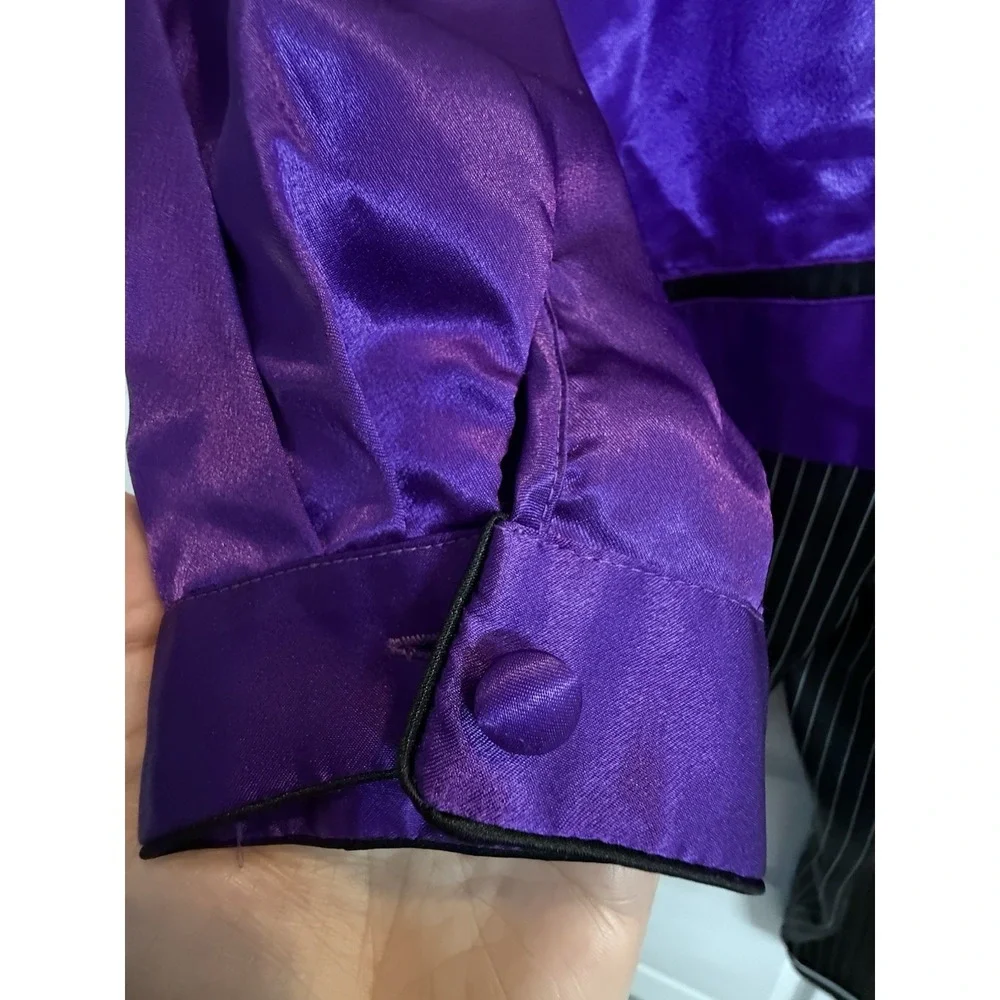 Vtg Victoria's Secret Gold Label Purple Satin Top S Macys Pinstripe Pants M Set